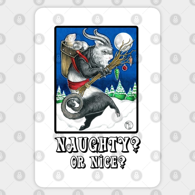 Ferret Krampus - Naughty or Nice? - Black Outlined Version Sticker by Nat Ewert Art